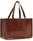 Gusti Shopper Tasche Damen Leder - Agatha, extragroß Handtasche Umhängetasche, Büffelleder, braun, für 15 Zoll Laptop, 44x30x20 cm, passend für A4 und Aktenordner