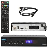 Ankaro 2100 DSR HD Sat Receiver mit PVR Aufnahmefunktion für Satellitenschüssel, AAC-LC Audio, Einkabel tauglich, HDMI,SCART, KOAXIAL, USB 2.0, Timeshift, Receiver für Sat Fernsehen + HDMI Kabel