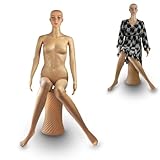 BITUXX Schaufensterpuppe Weiblich Sitzend Beweglich Schaufensterfigur Mannequin Schneiderpuppe beweglich 135cm