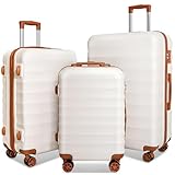 BULAGE Kofferset 3 Teilig Hartschale Erweiterbar PC Leicht Haltbar Trolley Handgepäck Reisekoffer mit 360° Doppel Spinner Rollen & TSA Schloss XL L M Koffer Gepäck-Sets