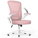 naspaluro Bürostuhl mit Verstellbaren Armlehnen, Ergonomischer Schreibtischstuhl mit Netzbespannung, Lordosenstütze, Höhenverstellbarer, Gepolstertem Sitzkissen, 360° Drehstuhl, Rosa