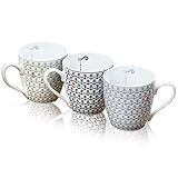 3 Kaffeetassen Kaffeebecher 'Ebbe & Flut' Anker Blau, Grau, Rot & Weiß 400 ml