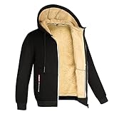 Sweatjacke Herren Mit Kapuze Gefüttert - Zip Hoodie Herren Oversized Einfarbig Kapuzenjacke Reißverschluss Winterjacke Mit Kordelzug Laufjacke Weiche Bequem Bomberjacke Freizeitjacke Outdoorjacke