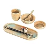Sushi Geschirr Set für Personen - Sushi Servierset mit Sushi-Teller, Dip-Schälchen, Löffel und Stäbchen, Japanischer Geschirr für Miso Suppe Sushi Reis