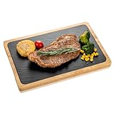 HALE OTEIR Servierbrett Set, Käsebrett aus Akazien-Holz mit Schieferplatte, Schieferplatte Holz, Schieferplatten Buffet-Platte Käseplatte, Ideale Geschenkwahl und Käse Servieren Deko