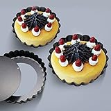 Irfora 6-teilige Tortenform aus Kohlenstoffstahl mit Abnehmbarem, Schwarze Quicheform mit Antihaftbeschichtung und für die Küche