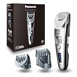 Panasonic ER-SC60-S803 Haarschneider für Männer, tragbarer, kabelloser, wasserdichter Trimmer, fortschrittliche Klingen, 20 Längen, 2 Aufsätze, kabellos & kabelgebunden, Ladestation, Silber