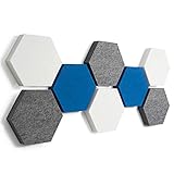 FENNEXT® Schallabsorber Wand - Akustikbild - der perfekte Schallschutz aus hochwertigem Akustikvlies für Gaming, Homeoffice, Studio - 8er Starterset VLIES BLAU