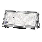 CCZRD RGB LED Flutlicht 50W 100W Warmweißes Licht 2835SMD IP65 Außenstrahler Straßenlaterne Dekoration Mit Fernbedienung(White-50W)