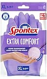SPONTEX Extra Comfort, Premium-Haushaltshandschuhe mit weichem Textilfutter, ideal für alle Putzarbeiten im Haushalt, 30°C waschbar, Größe XL (9-9,5), 1 Paar, Lila, 100.0 grams