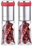 Rosenstein & Söhne Chili Mühlen: 2er-Set Gewürz- und Chilimühlen mit Edelstahl-Mahlwerken (Chili Gewürzmühle, Gewürzmühle Chil, Zerkleinerer)
