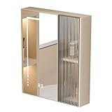 Badezimmer-Spiegelschrank mit LED-Licht, intelligenter Wand-Medizinschrank, Aufbewahrungsschrank mit Defog-Taste für Waschtisch und Make-up, über WC-Design