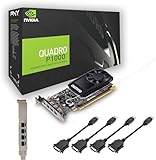 PNY Nvidia Quadro P1000 4GB GDDR5 4x Mini DisplayPort Low & High Profile Bracket Professionelle Grafikkarte - Schwarz - inkl. 4 Displaykabel