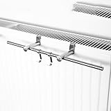 Handtuchhalter Heizkörper, Badheizkörper Handtuchhalter aus Edelstahl, Handtuchstange Heizung Mit 2 Kleiderhaken, Zum Einhängen an Türen/Heizkörper(40cm)