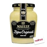 Maille Senf Dijon im Glas 215g (1er Pack) | Feinster Senf aus ganzen Senfkörnern, delikat mit Dijon Originale | Gourmets und Feinschmecker + Zama4Zingo Karte