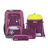 Step by Step Giant Schulranzen-Set „Glamour Star Astra“, 5-teilig, Beere, ergonomischer Tornister mit Reflektoren, höhenverstellbar mit Hüft- und Brustgurt, für Mädchen ab der 1. Klasse, 23 Liter