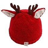 DEARMAMY 1Stk Babygeweihmütze Kappe Weihnachtsmütze für Säuglingskleidung warme Mütze wollmütze wintermütze Strickmütze für -Strickmütze Baumwolle rot