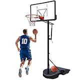 Tragbarer Basketballkorb, 2,6 bis 30 m, robuster Stahlständer mit 6,6 cm (2,6 Zoll), auffüllbar, stabile Basis mit Breiten Rädern, für Erwachsene und Jugendliche, Indoor-Torsystem