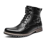 Bruno Marc Herren Motorrad Stiefel Schnürstiefel Boots Klassische Chukka Biker Freizeitschuhe,Size 43,Schwarz,PHILLY-3