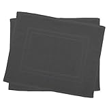 Julie Julsen 2er Pack 50 x 40 cm Badvorleger in Premium Qualität 900 gm2 in aktuellen Farben und 4 Größen aus Baumwolle Badematte Badteppich Duschvorleger Design Doppel Rahmen Anthrazit