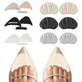 3 Paar Schuhfüller Schuhpads Zehen Einlegesohlen Vorfuß Verstellbarer Schuhfüller (Schwarz Weiß Beige) + 3 Paar Fersenschuhpolster Fersenkissen Fersenschutz Einlegesohlen (Schwarz Grau Beige)