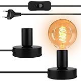 2 Stück Vintage Tischlampe Lampenfassung, Lampenfuss für Tischlampe mit Kabelschalter, E27 Lampenhalter Nachttischlampe Retro Basis für Home Lighting Decor, Cafe Bar, Studio Antique Decor (ohne Lampe)