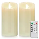 LED-Kerzen, flammenlose batteriebetriebene Kerzen. Blinkende Kerze mit Fernbedienung und Timer. Set von 3 echtes Wachs, verwendet für Wohndekoration und Feiertagsfeiern (2PACK, Elfenbeinfarbe)
