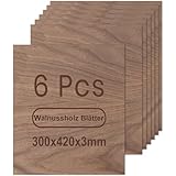ROWOOD Sperrholzplatte 3mm a3 420x300mm 6Stück Walnuss holzplatte Zuschnitt Nach Maß Unbehandeltes Bastelhölzer Holz für Modellbau Laserschnit Laser Gravur Holz Brennen Malerei CNC