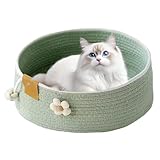 Katzen Nest,Mittelgroßer Geflochtener Katzenkorb Schlafkörbchen - Beruhigendes Kratzhaus zum Ausruhen Schlafen Winter Sommer Spielen Wohnzimmer Schlafzimmer Büro Fensterbank