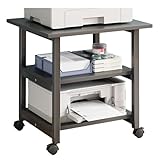 AV-Medienständer, Metall-Medienwagen, 3-stufiger CD-Player-Ständer, Offenes Aufbewahrungs-Audio-Rack for Wohnzimmer, Büro, Konferenzräume, Aufnahmestudio(Linen Black)