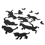 Uonlytech 12st Wandaufkleber Neon Wurf Abnehmbarer Spiegelaufkleber Spiegel Aufkleber Wandtattoo Katze Wandspiegelaufkleber Katze Wandtattoo Black Acryl