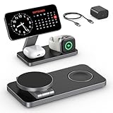 Induktive Ladestation Kompatibel mit Magsafe Ladegerät,QTlier 3 in 1 iPhone Ladestation für 15/14/13/12 Serie,30W Wireless Charger für Apple Watch 8/7/6/5/4/3/2/SE und AirPods 3/2/Pro (Tief Schwarz)
