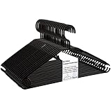 Kleiderbügel schwarz 50 Stück mit drehbaren Haken, Bügel, Kunststoff, Kleiderbügel Plastik schwarz, Made in EU, Kleiderbügel Haken platzsparend, 100% Recyclingmaterial