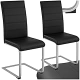 tectake® 2er Set Esszimmerstühle modern, ergonomischer Stuhl für Esszimmer, Besucherstuhl, Möbel für Küche, Esstisch, Küchenstühle, Freischwinger Essstühle, hohe Rückenlehne - schwarz
