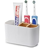 Zahnbürstenhalter für Badezimmer Organizer, elektrische Zahnbürste und Zahnpasta Halter, Zahnbürsten Organizer für Familie, Kinder (White)