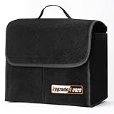 Upgrade4cars Auto Kofferraumtasche aus Filz mit Klett Fixierung | Kfz Kofferraum Organizer für Werkzeug & Autopflege | Kleine Filz-Tasche Schwarz | Autozubehör Innenraum
