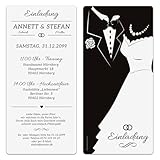 Kartenmachen.de Personalisierte Einladungskarten Hochzeit - Black & White Brautpaar - Weiß - Hochzeitseinladungen