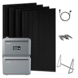 Powerness® Balkonkraftwerk mit Speicher 4096Wh, Growatt NEXA 2000 All-in-one Speicher mit Erweiterungsakku, JaSolar 2000W(+600W) Full Black Bifaziale Solarmodule, Halterung für Balkon Haken