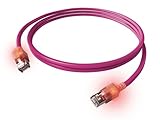 EasyLan DualBoot LED Patchkabel RJ45 S/FTP Kat.6A (Class EA), mit saCon Stecker, LSOH, violett, 7,5 m