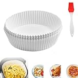 Wobestod Backpapier für Heißluftfritteuse, 50 Stück Einwegschalen Air fryer Backpapier 16-20cm Antihaft Wasserdicht Ölfest Luftfritteuse Pergamentpapier Liner