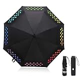 Vicloon Regenschirm, Regenbogen Regenschirm die Farbe wechseln bei Nässe Windfest, Farben-ändernder regenschirm Beleg-Proof Handle für einfaches Tragen