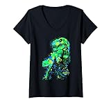 Damen Jurassic World Indominus Rex Spritzlack T-Shirt mit V-Ausschnitt