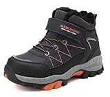 TARELO Winterschuhe Kinder rutschfeste Winterstiefel Mid Schneestiefel Jungen Unisex Gefütterte Wanderschuhe 32-39 (Blau,32)