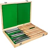 VEVOR Stechbeitel Set Holz Schnitzwekzeug Hochgeschwindigkeitsstahl Meißel Stecheisen Satz (8 Stück Grün)