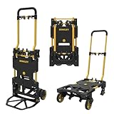 Stanley 2-in-1 Sackkarre und Transportkarre SXWTD-FT585 - Klappbar mit Tragkraft 137 KG - Multifunktional für Lagerung und Treppen - Faltbar, Gelb/Schwarz
