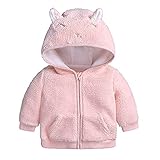Verve Jelly Neugeborene Säugling Baby Jungen Mädchen Cartoon Fleece Kapuzenjacke Mantel mit Ohren Warm Outwear Mantel Reißverschluss Overcoat Herbst Winter Dicke Kleidung, rose, 50