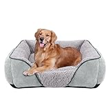 JOEJOY Hundebett Mittelgroße Grosse Hunde Hundekorb Waschbar - Flauschig Hundebett, rutschfest Hundebetten HundeköRbchen, PlüSch Hundekorb für Hunde und Katzen-Helles Grau(L 76×61×23 cm)