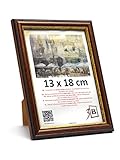 3-B Bilderrahmen ARCO RUSTIKAL - Dunkel Braun/Gold - 13x18 cm - Holzrahmen, Fotorahmen, Portraitrahmen mit Acrylglas