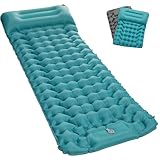 Satisure Camping Isomatte Aussen Wasserdicht Selbstaufblasend Outdoor, Ultraleicht Luftmatratze mit Fußpresse Pumpe, Camping Matratze, Faltbare Schlafmatte mit Kissen, Aufblasbarer Wasserhängematte
