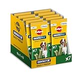 Pedigree DentaStix Daily Fresh Zahnpflegesnack für mittelgroße Hunde – Hundeleckerli mit Aktivwirkstoffen für jeden Tag – Für gesunde Zähne und einen frischen Atem – 70 Sticks (10 x 7 Stück)